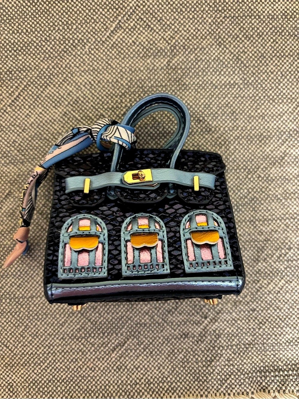 Mini Structured Bag in Black & Blue Like New